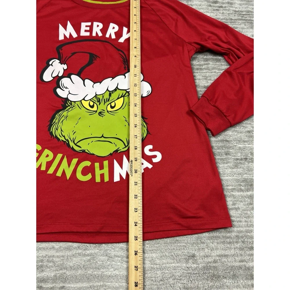 The Grinch Dr Suess Pajama Set Womens Medium Red Long Sleeve‎ Polyester Blend